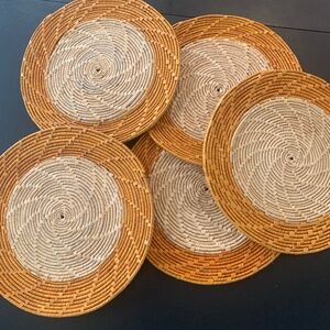 5 rattan wood placemat chargers‎